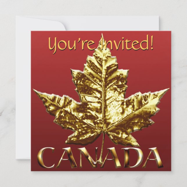 Canadá Convites para RSVP Dourado Personalizado do (Frente)