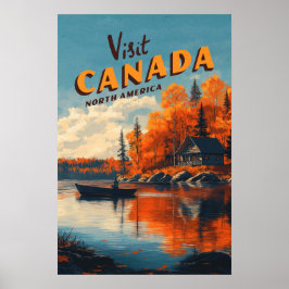 Canada Lake Fishing Travel Poster