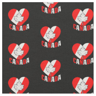Canadá Maple Leaf Heart Red White em Tecido Negro