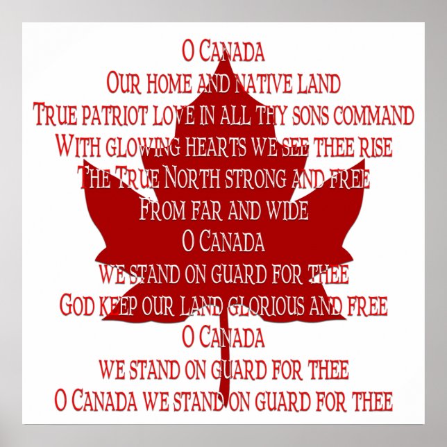 Canada Poster Canada Anthem Souvenir Print (Frente)