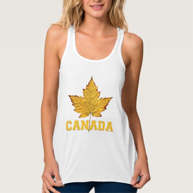 Canadá Souvenir Tank Top Yellow Leaf Womens Canadá (Frente)