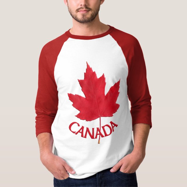 Canadá T-Shirts Estêncil Canadá Mapear Camisa Folh (Frente)