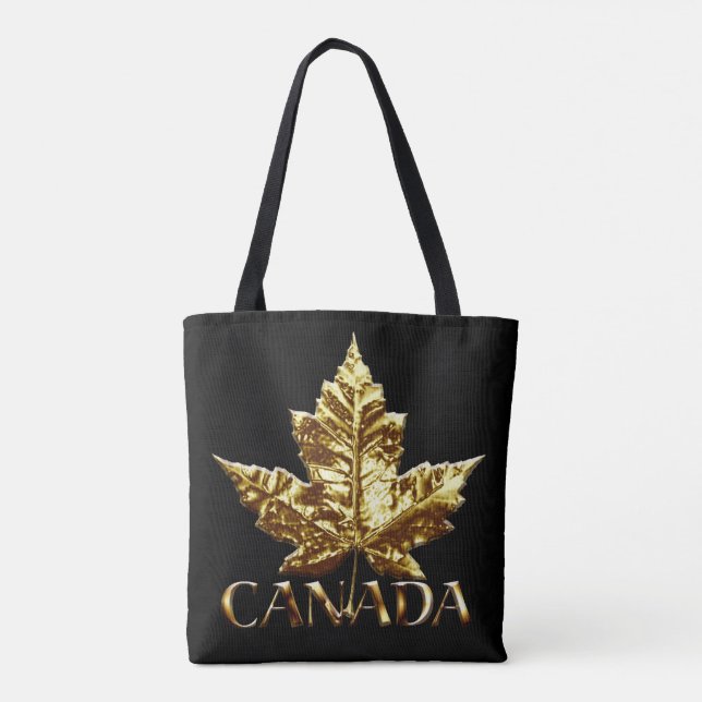 Canadá Tote Bags Canadá Dourado Maple Leaf Bolsas (Verso)