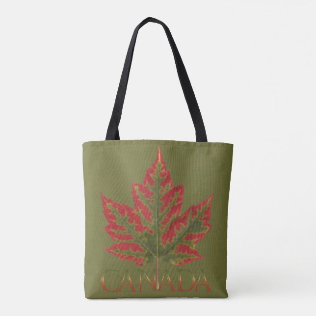 Canadá Tote Bags Green Canadá Mapeia Bolsas de Fol (Verso)