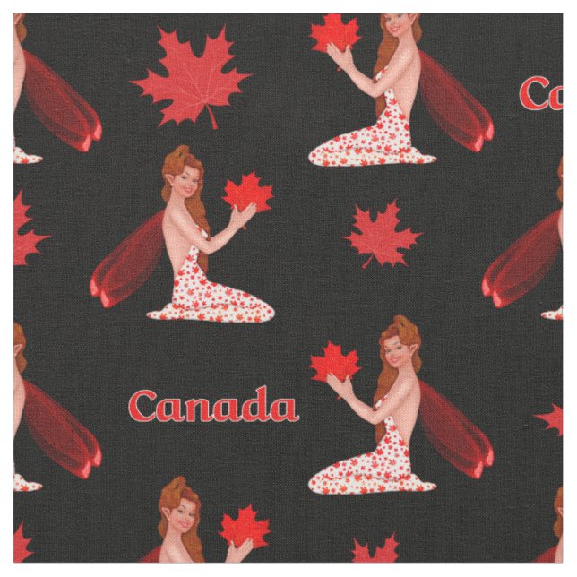 Canadense Mapleleaf Fairy em Tecido Negro (Detalhe)