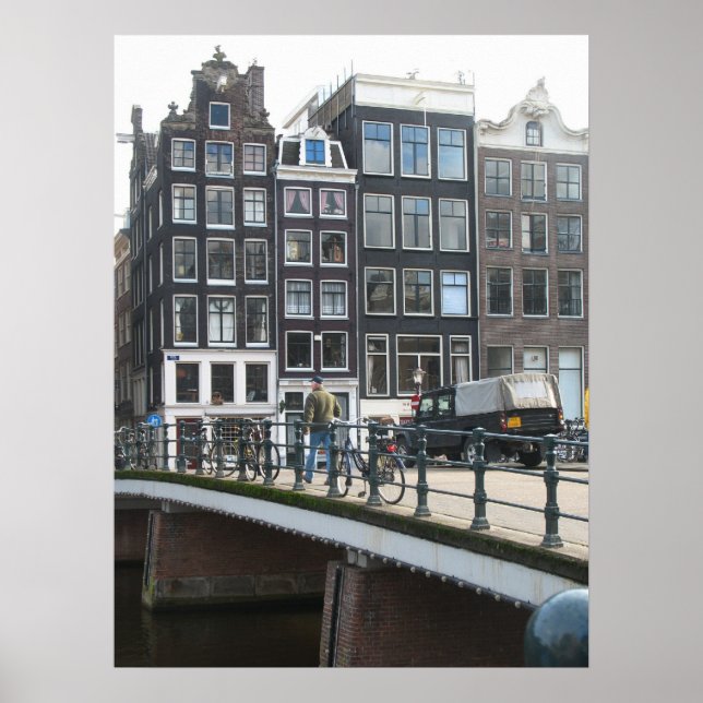 Canal de Amsterdã Casas Foto Poster Impressão (Frente)