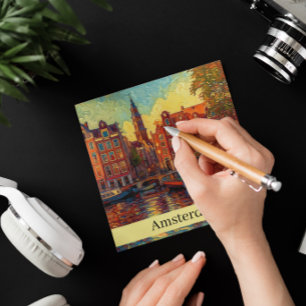 Canal de Amsterdã, estilo van Gogh, personalizável