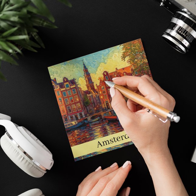 Canal de Amsterdã, estilo van Gogh, personalizável (Criador carregado)