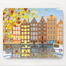 Canal de Autumn Colorful Mousepad de Amesterdã
