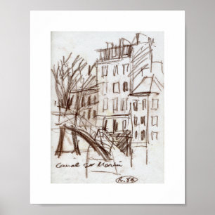 Canal de Paris Rua Martin Sketch Poster