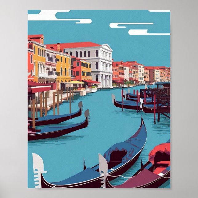 Canal de Veneza poster - Cena Plana Minimalista de (Frente)