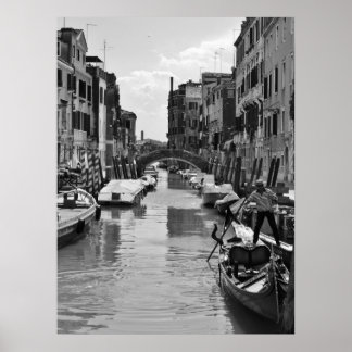 Canal de Veneza Poster preto e branco