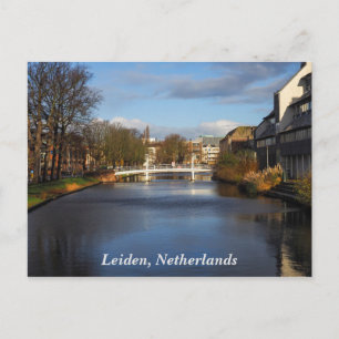 Canal em Leiden, Países Baixos, Cartão postal