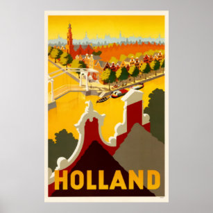 Canal Holland   Poster de Viagens vintage