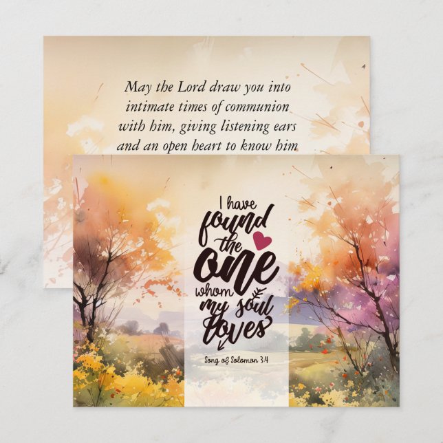 Canção de Salomão 3:4 Encontrei o Cartão de Uma Bí (Frente/Verso)