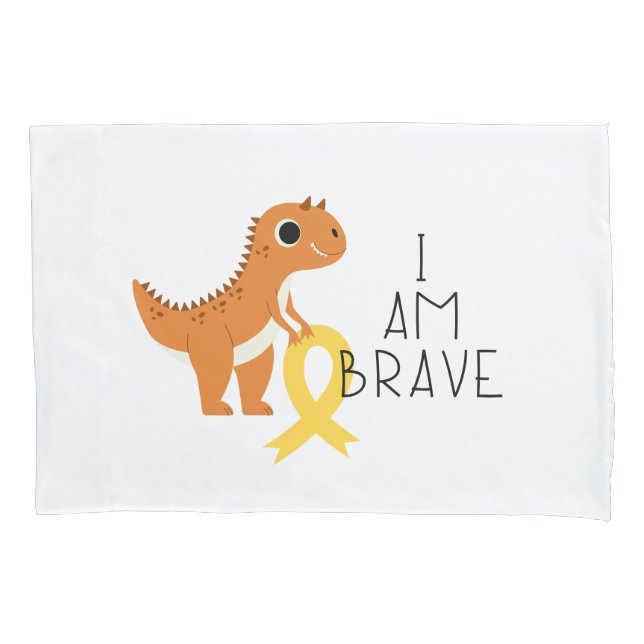 cancer de infância eu sou valente dino Pillowcase (Frente)