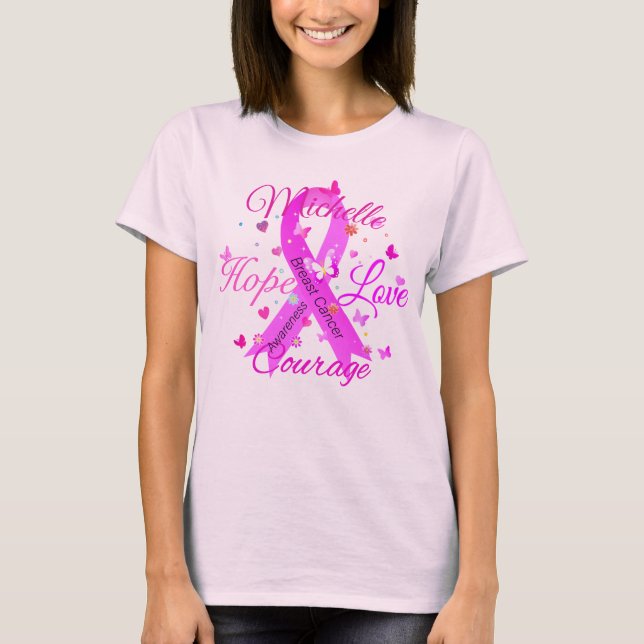 Cancer De Mama Esperança Ama Camisa De Coragem (Frente)