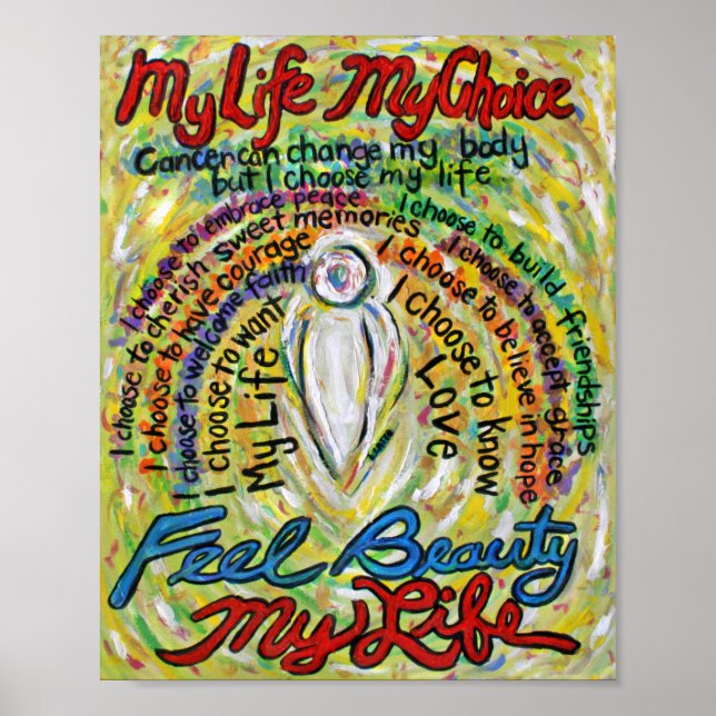 Cancer Impressão Poem White Angel Pintura Poster (Frente)
