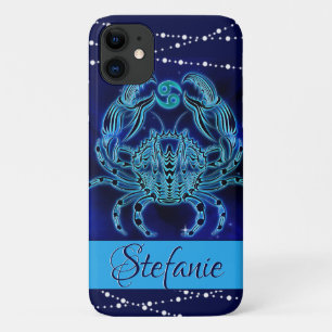Cancer na capas de iphone azul escura do gabinete-