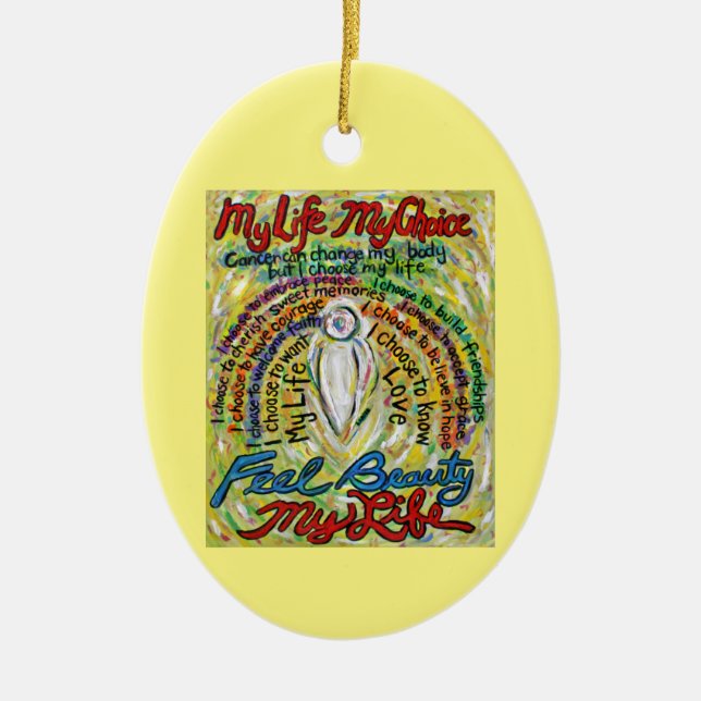Cancer Poem White Angel Art Ornamentos Personaliza (Frente)