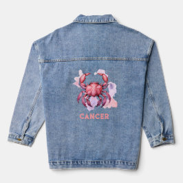 Cancer - Símbolo Zodíaco Jaqueta de Denim das Mulh