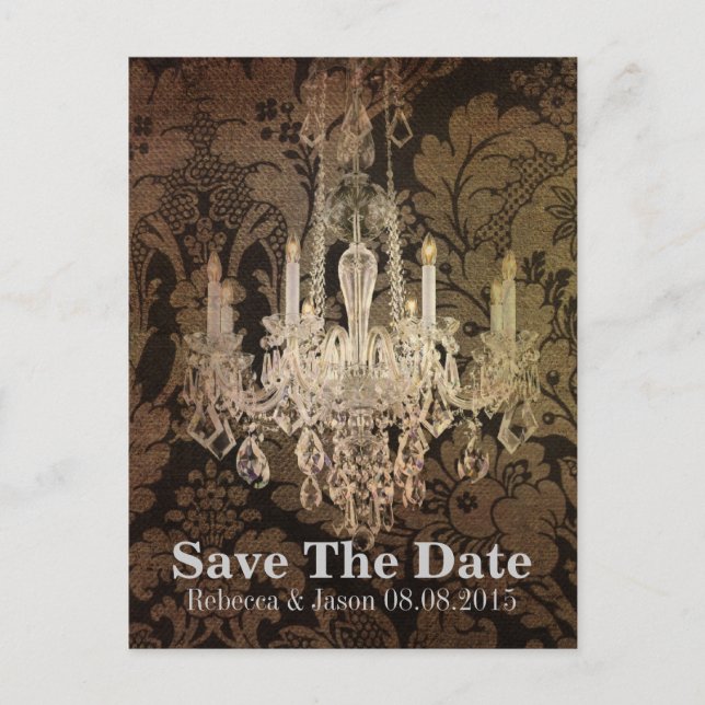 candelabro de damasco vintage convite de casamento (Frente)