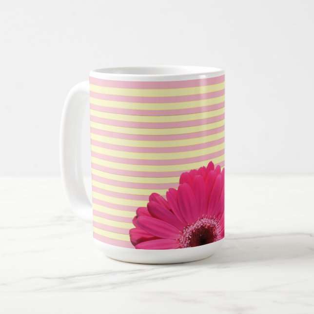 Candi-de-margarida rosa-rosa, caneca de café (Frente Esquerda)
