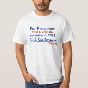 Candidato a Escrita em Camiseta 2012 Rick Santorum