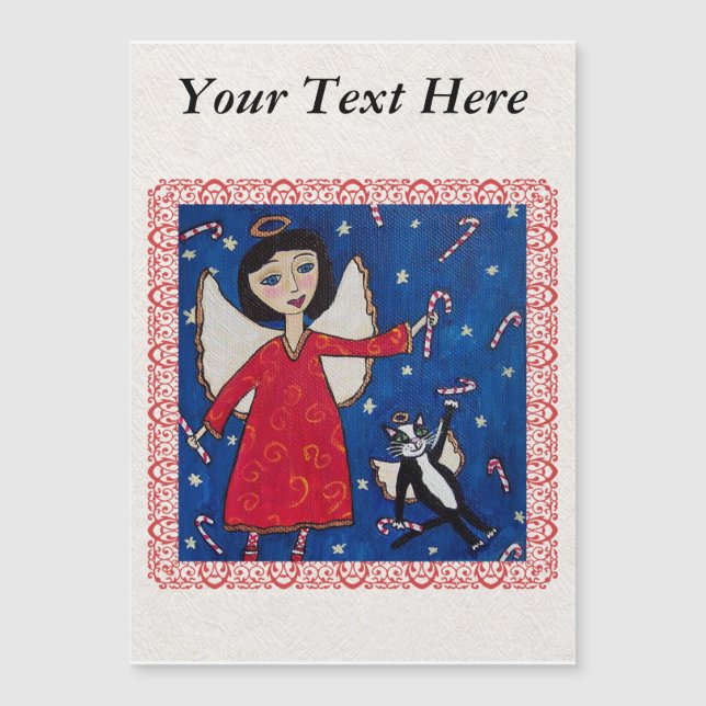 Candy Cane Angel Cat Art de Natal (Frente)