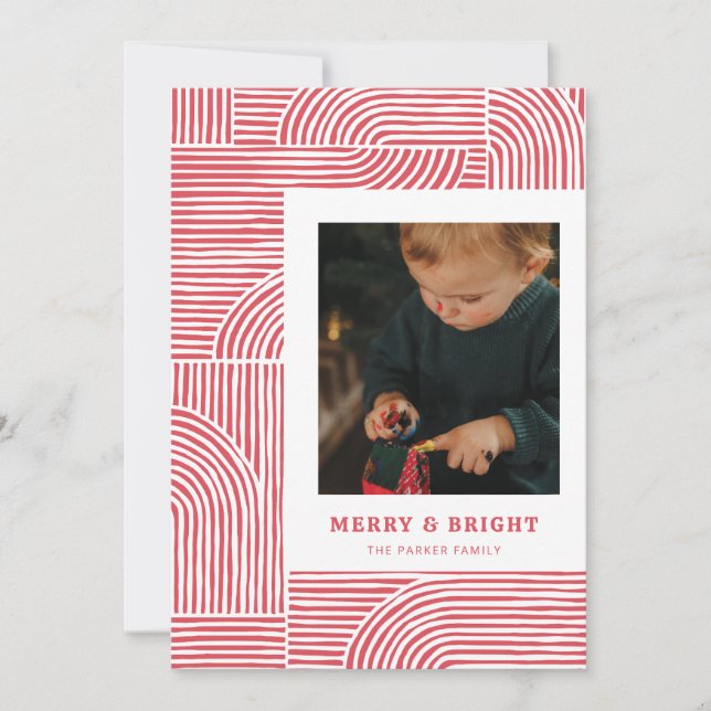 Candy Cane Arches Cartão com fotos de Férias Moder (Frente)