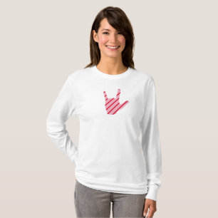 Candy Cane ASL Eu te amo T-Shirt ou Pajama Top