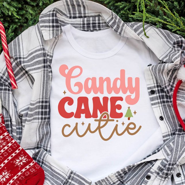 Candy Cane Cutie Retro Feriados de Natal em Groovy (Candy Cane Cutie Retro Groovy Christmas Holidays T-Shirt)