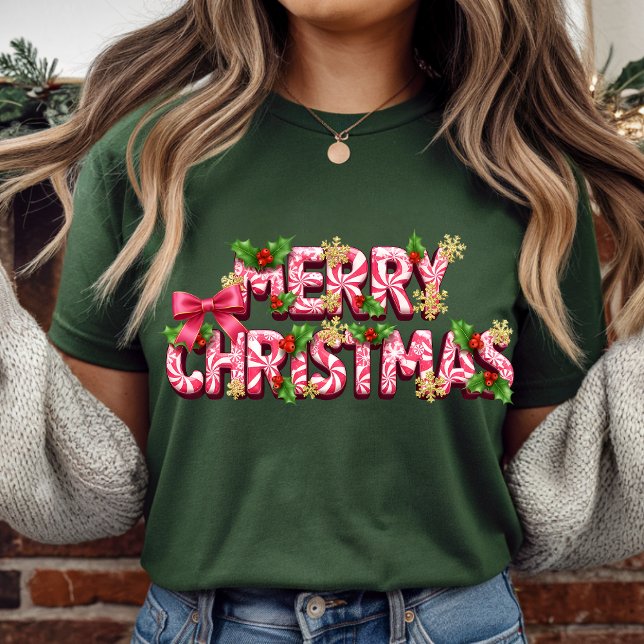 Candy Cane Merry Christmas T-Shirt | Sweet T-Shirt (Criador carregado)