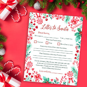Candy Cane Watercolor Kids - Letra para Papais noe
