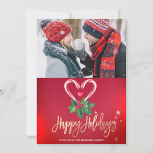 Candy Canes Holly Berry Red Foto Feliz Natal