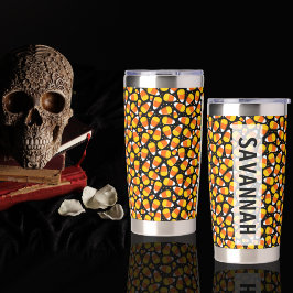 Candy Corn Halloween Nome Personalizado Garrafa de