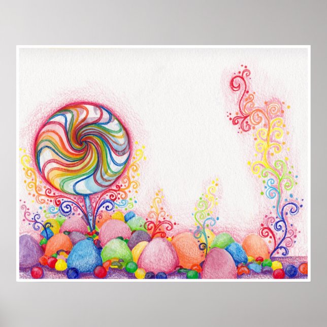 Candy Land Watercolor Impressão (Frente)
