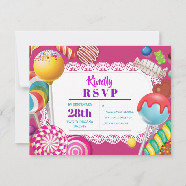 CANDY STORE RSVP Bat Mitzvah Convite (Frente)
