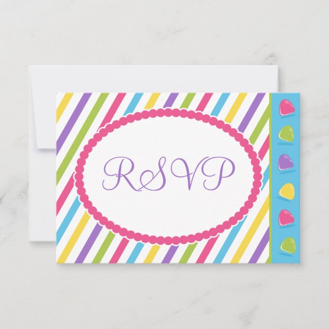Candy Stripes Bat Mitzvah RSVP (Frente)