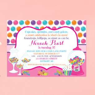 Candy Themed Convite de aniversário