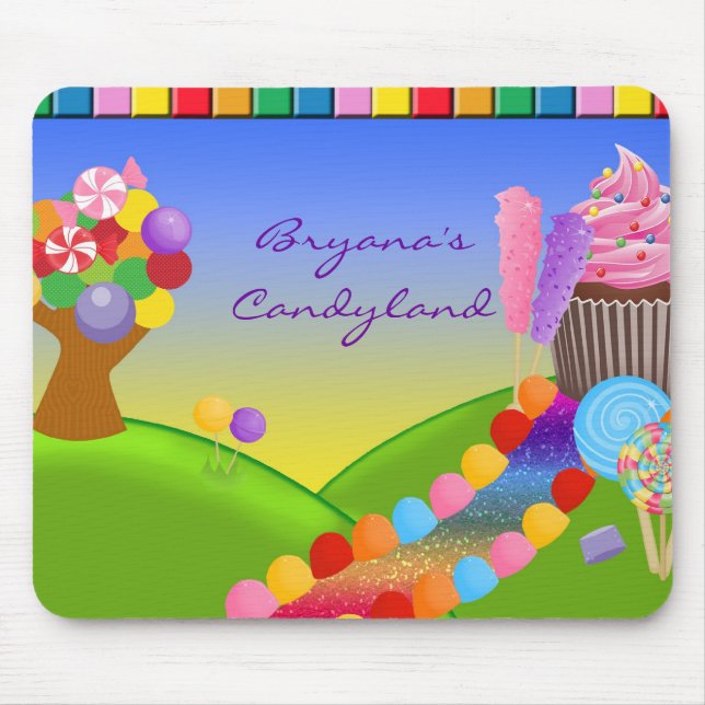 Candyland Sweets Candy Cupcake Trail Mouse Pad (Frente)