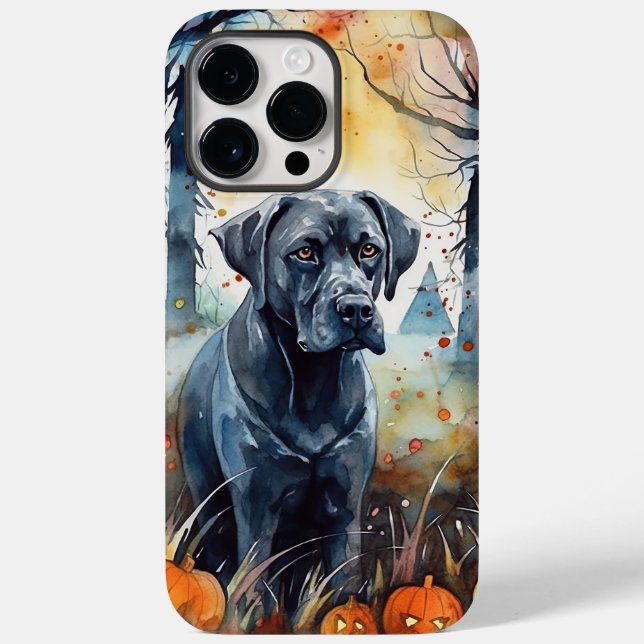 Cane Corso de Halloween com Abóboras Assustadoras (Verso)
