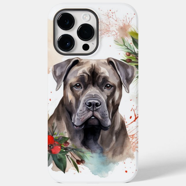 Cane Corso Grinalda de Natal Cachorro Festivo (Verso)