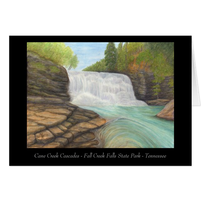 Cane Creek Cascades - Cartão de Arte Appalachiano (Frente Horizontal)