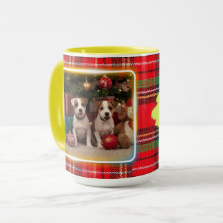 CANECA チェック柄がかわいいジャックラッセルテリアの子犬たちとクリスマス♡