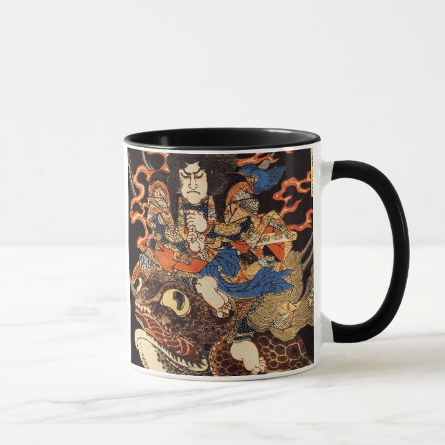 Caneca 侍と化け蛙, samurai do 国芳 e sapo gigante, Kuniyoshi, (Direita)