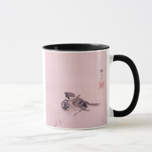 Caneca 双雀, par do pardal, Seihō do 栖鳳, arte japo