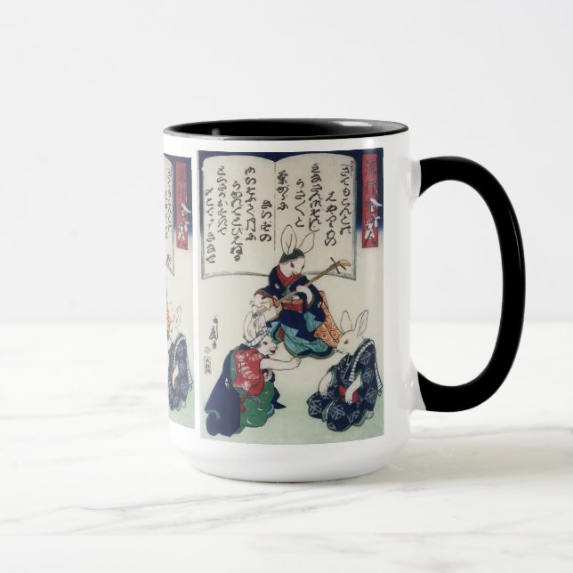 Caneca 國 芳 Coelho Ken Epidemia Kuniyoshi Belas Artes (Direita)