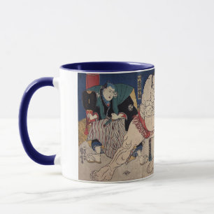 Caneca 相撲, luta de Sumo do 国芳, Kuniyoshi, Ukiyo-e