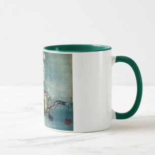 Caneca 雪中虎図, tigre na neve, Hokusai do 北斎